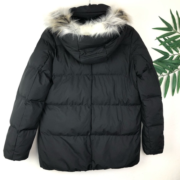 SAM EDELMAN Water Repellent Faux Fur Trim Puffer Jacket M Black - Picture 4 of 11